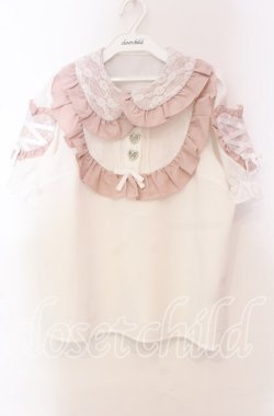 画像1: DearMyLove / 袖ハートレースヨークブラウス M ピンク O-25-11-04-010-EL-BL-OW-OS