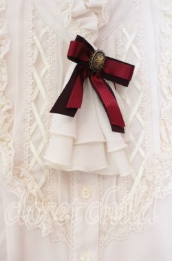 画像2: Innocent World / ストライプリボンブラウス  アイボリー×ワイン O-25-11-04-087-IW-BL-IG-OS