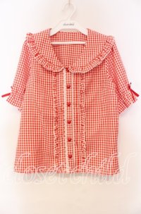 Dear My Love / セーラーハートボタンフリルブラウス M アカ O-25-11-04-015-EL-BL-OW-ZT250