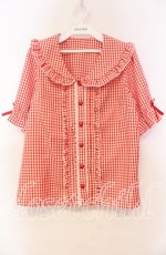 画像1: 【SALE】Dear My Love / セーラーハートボタンフリルブラウス M アカ O-25-11-04-015-EL-BL-OW-ZT250 (1)