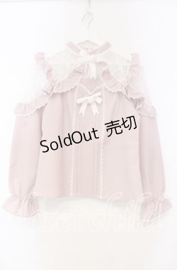 画像1: DearMyLove / レースフリルポンポンリボンブラウス M ピンク O-25-11-04-016-EL-BL-OW-OS