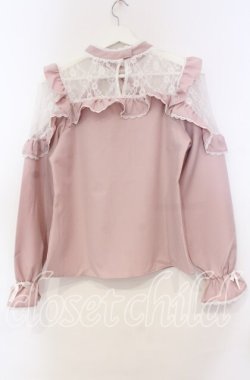 画像3: DearMyLove / レースフリルポンポンリボンブラウス M ピンク O-25-11-04-016-EL-BL-OW-OS