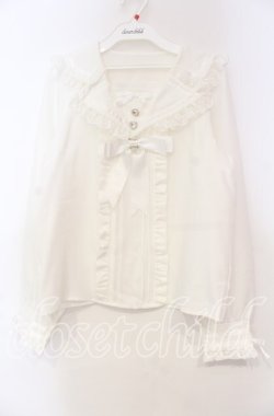 画像1: DearMyLove / 推しリボンテーラードセーラー襟ブラウス M シロ O-25-11-04-017-EL-BL-OW-OS