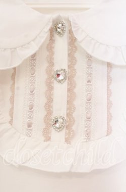 画像2: DearMyLove / ヨークフリルはしごレースうさみみブラウス M シロ×ピンク O-25-11-04-018-EL-BL-OW-OS