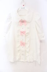 画像1: 【SALE】DearMyLove / マトンスリーブブラウス M シロ×ピンク O-25-11-04-024-EL-BL-OW-ZT250 (1)