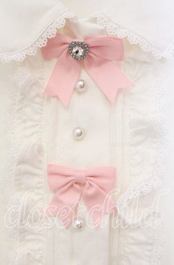 画像2: DearMyLove / マトンスリーブブラウス M シロ×ピンク O-25-11-04-024-EL-BL-OW-OS