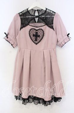 画像1: DearMyLove / 闇十字架ハートドットワンピース M ピンク O-25-11-04-026-EL-OP-OW-OS