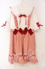 画像1: 【SALE】DearMyLove / サスジャンスカ重ね着フリルワンピース M アカ O-25-11-04-030-EL-OP-OW-ZT247 (1)