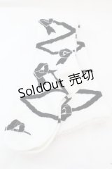 BABY,THE STARS SHINE BRIGHT / レースアップリボン柄オーバーニーソックス  シロ×クロ O-25-11-06-048-BA-ZA-IG-OS