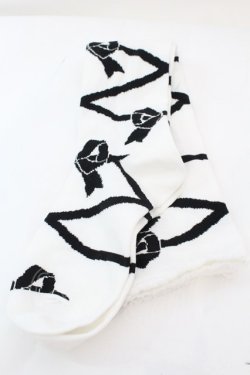 画像1: BABY,THE STARS SHINE BRIGHT / レースアップリボン柄オーバーニーソックス  シロ×クロ O-25-11-06-048-BA-ZA-IG-OS