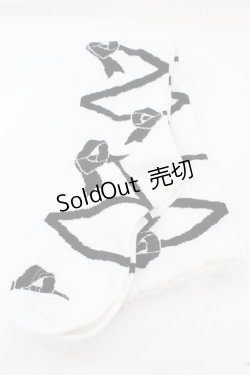 画像1: BABY,THE STARS SHINE BRIGHT / レースアップリボン柄オーバーニーソックス  シロ×クロ O-25-11-06-048-BA-ZA-IG-OS