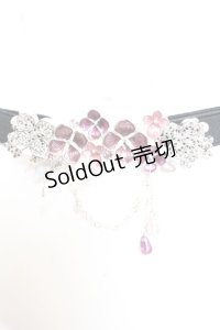 axes femme / 紫陽花モチーフ細ゴムベルト  シルバー×パープル O-25-11-06-058-AX-ZA-IG-OS