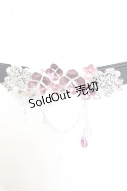 画像1: axes femme / 紫陽花モチーフ細ゴムベルト  シルバー×パープル O-25-11-06-058-AX-ZA-IG-OS