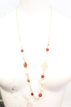 画像2: axes femme / パールビーズネックレス  ゴールド×アカ O-25-11-06-061-AX-ZA-IG-OS