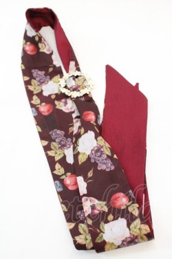 画像1: axes femme POETIQUE / フルーツ柄リボンスカーフ  ワイン O-25-11-06-063-AX-AC-IG-OS