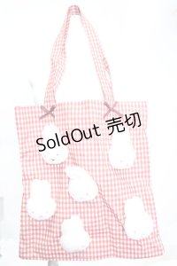 merry jenny / ギンガムもこもこmiffyトート  アカ O-25-11-06-067-LO-BG-IG-OS