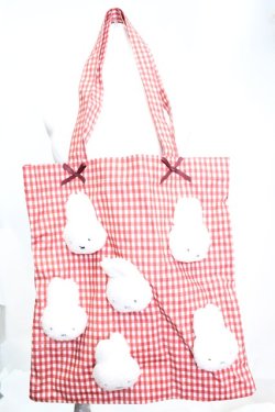 画像1: merry jenny / ギンガムもこもこmiffyトート  アカ O-25-11-06-067-LO-BG-IG-OS