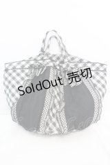 KANEKO ISAO / ギンガムトートバッグ  クロ×シロ O-25-11-06-070-EL-BG-IG-OS