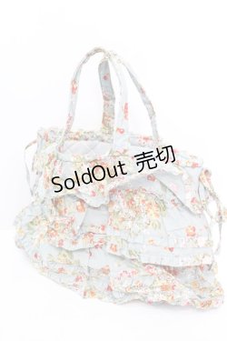 画像1: PINK HOUSE / ブーケ柄ピコフリルバッグ  サックス O-25-11-06-071-LO-BG-IG-OS