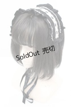 画像1: metamorphose / ハートはしごレースヘッドドレス  クロ×オフ O-25-11-06-010-ME-AC-IG-OS