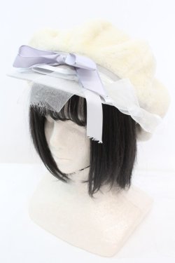 画像1: MILK / ファーリボンキャスケット  アイボリー O-25-11-06-014-ML-AC-IG-OS