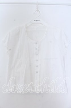 画像1: KANEKO ISAO / フロントピンタック半袖ブラウス  シロ O-25-11-07-052-EL-BL-OW-OS