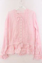 WONDERFUL WORLD / ギンガムフリルタックブラウス  ピンク O-25-11-07-053-LO-BL-IG-OS