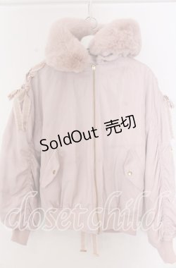 画像1: LIZ LISA / メッセージリボンファーフードブルゾン  ピンク O-25-11-07-056-LO-CO-OW-OS