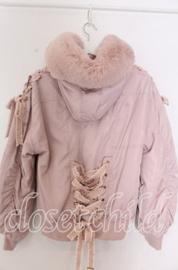 画像2: LIZ LISA / メッセージリボンファーフードブルゾン  ピンク O-25-11-07-056-LO-CO-OW-OS