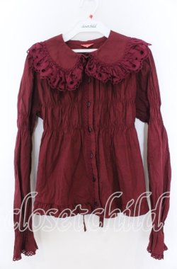 画像1: BABY,THE STARS SHINE BRIGHT / 音符レースのベビードールブラウス  えんじ O-25-11-07-058-BA-BL-IG-OS