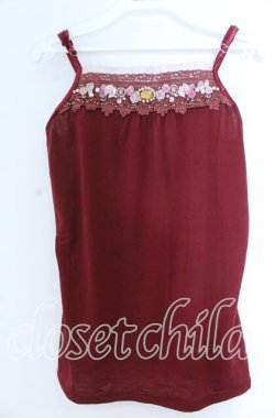 画像1: axes femme / プチローズビジューキャミソール  ワイン O-25-11-07-061-AX-TO-IG-OS