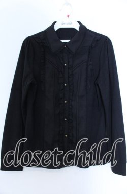 画像1: axes femme / 前立てデザインブラウス風プルオーバー  クロ O-25-11-07-063-AX-TO-IG-OS