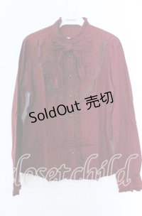 axes femme / ストライプタイ付きブラウス  ワイン O-25-11-07-066-AX-BL-IG-OS