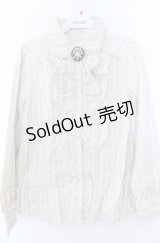 axes femme / 胸元フリルストライプブラウス  生成り O-25-11-07-067-AX-BL-IG-OS