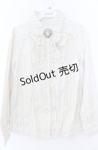 axes femme / 胸元フリルストライプブラウス  生成り O-25-11-07-067-AX-BL-IG-OS