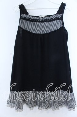 画像1: axes femme / シフォン切り替えタンクトップ  クロ×ストライプ O-25-11-07-069-AX-TO-IG-OS