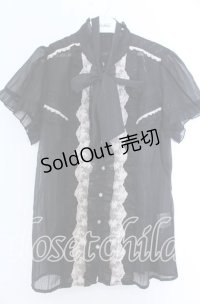 axes femme / ラメ透かしブラウス  クロ O-25-11-07-070-AX-BL-IG-OS