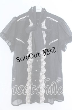 画像1: axes femme / ラメ透かしブラウス  クロ O-25-11-07-070-AX-BL-IG-OS