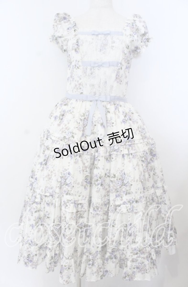 画像1: Victorian maiden / ロココブーケリボンティアードロングドレス  ブルー O-25-11-07-079-CL-OP-OW-OS (1)