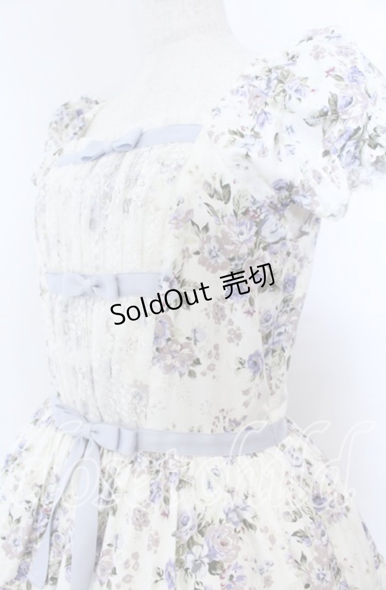 画像2: Victorian maiden / ロココブーケリボンティアードロングドレス  ブルー O-25-11-07-079-CL-OP-OW-OS (2)