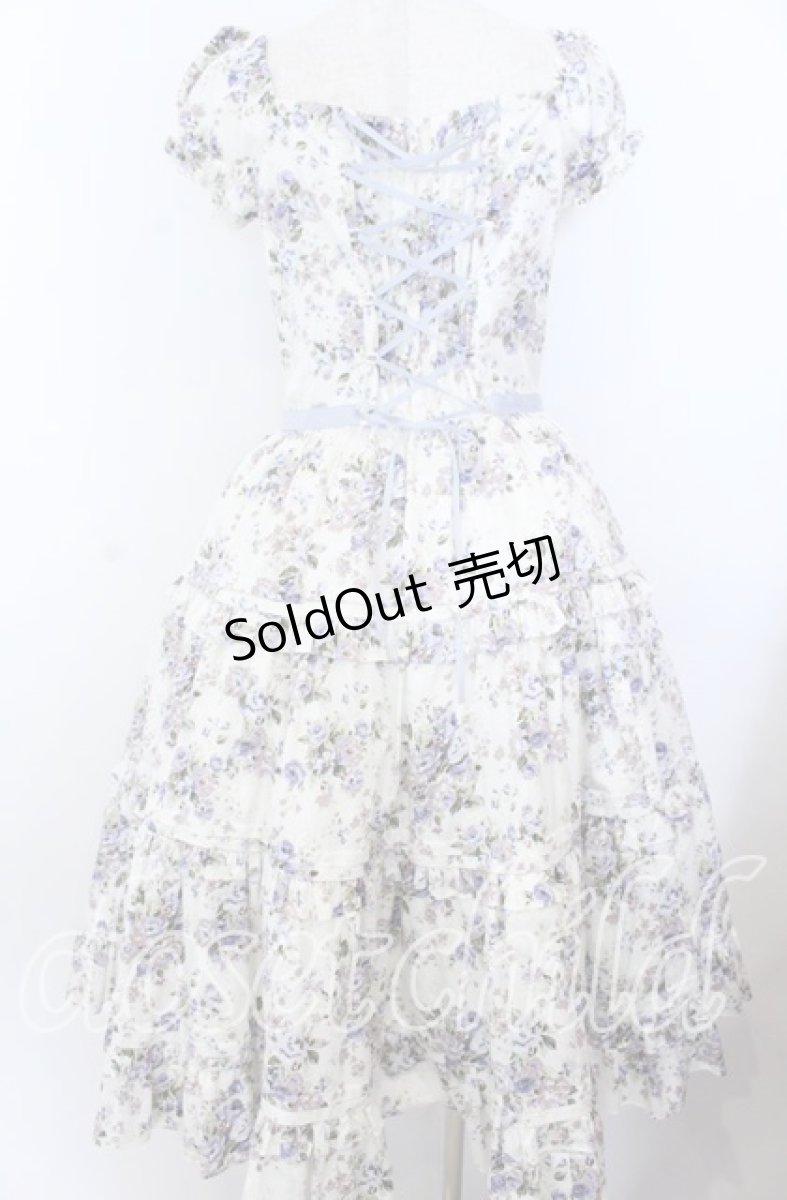 画像4: Victorian maiden / ロココブーケリボンティアードロングドレス  ブルー O-25-11-07-079-CL-OP-OW-OS (4)