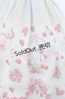 画像3: BABY,THE STARS SHINE BRIGHT / なかよしくみゃちゃんのいちごとレースのミルフィーユ柄ジュディジャンパースカート  リリアンちゃんいろ（サックス） O-25-11-07-083-BA-OP-OW-OS