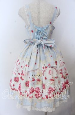 画像4: BABY,THE STARS SHINE BRIGHT / なかよしくみゃちゃんのいちごとレースのミルフィーユ柄ジュディジャンパースカート  リリアンちゃんいろ（サックス） O-25-11-07-083-BA-OP-OW-OS