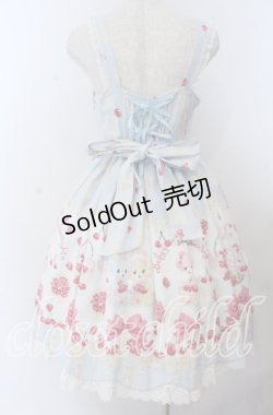画像4: BABY,THE STARS SHINE BRIGHT / なかよしくみゃちゃんのいちごとレースのミルフィーユ柄ジュディジャンパースカート  リリアンちゃんいろ（サックス） O-25-11-07-083-BA-OP-OW-OS