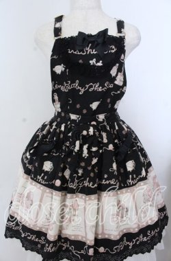 画像1: BABY,THE STARS SHINE BRIGHT / ねこ・NEKO・ラプソディー柄エプロンスカート  クロ O-25-11-07-084-BA-SK-OW-OS