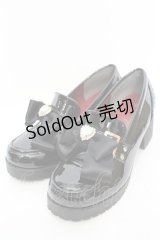 Amavel / ビジューリボン付ローファーパンプス XL クロ O-25-11-07-1040-CA-BG-OW-ZT1110G