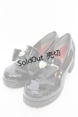 画像1: Amavel / ビジューリボン付ローファーパンプス XL クロ O-25-11-07-1040-CA-BG-OW-ZT1110G