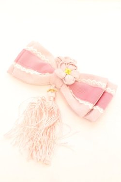 画像1: Amavel /  春花便りのお茶会和風リボンバレッタ  ピンク O-25-11-07-1042-CA-AC-OW-OS