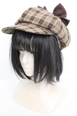 画像1: Amavel / くまの探偵さんリボン付キャスケット  ブラウン O-25-11-07-1045-CA-AC-OW-OS