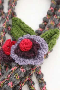 画像2: TOMATSU / ニットモチーフベルト  グレー×パープルフラワー O-25-11-07-1054-LO-ZA-IG-OS